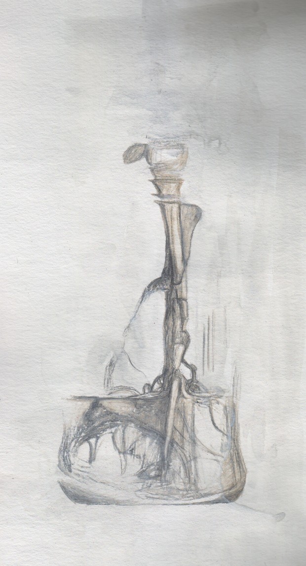 Silver point and Lyra Splender (hence the brownish bits) on white gouache ground,  partially wetted again and pushed around with a brush.