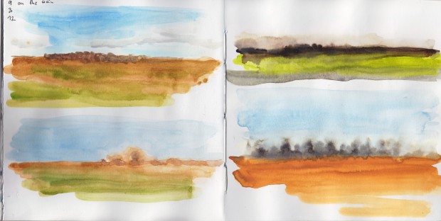 Page 06b Landscape sketches drawn from a moving train.