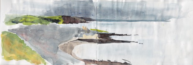 I drew the rain that would shortly force me to stop drawing as it came closer...