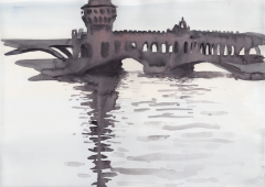 Oberbaum 120615 b 15 June, watercolor, 25 x 35 cm, 250 €.