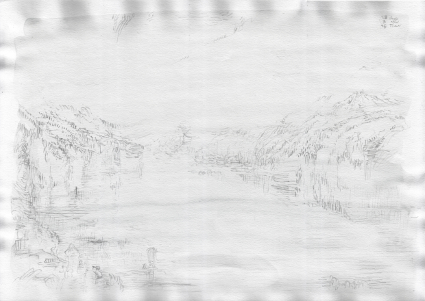 Study after Turner 2 (silverpoint and gouache on paper).